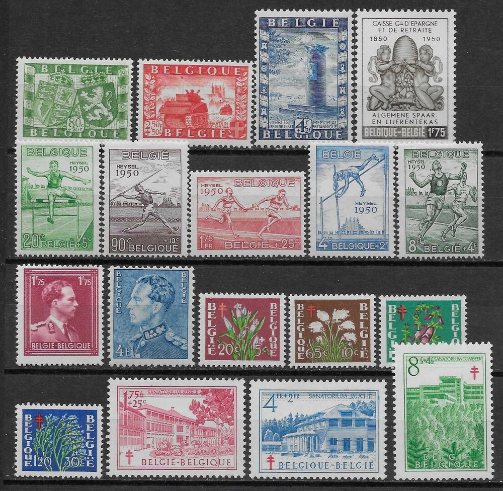 Belgium - Year set - 1950** - 18 stamps - MNH -