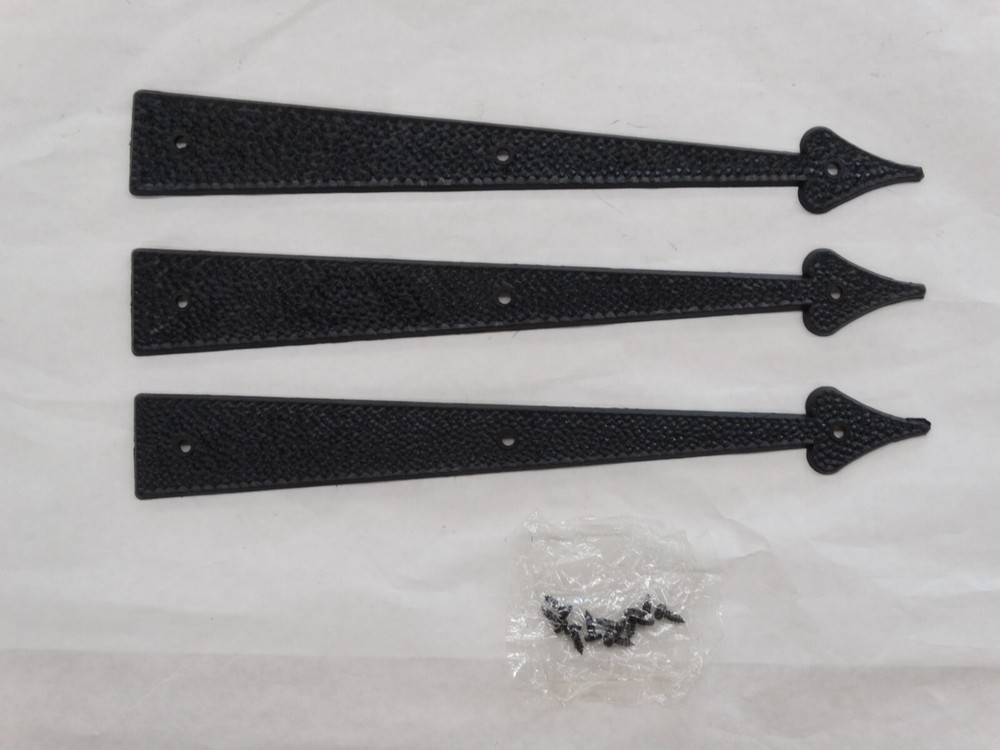 Vintage NOS Dummy 12" Plastic Hammered Spear Decorative Strap Hinge Straps 3 Pk.