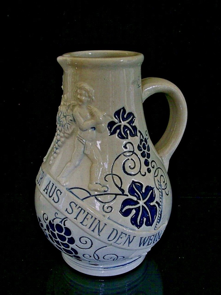 "Spies returning from Canaan" German antique Pitcher Jug stoneware