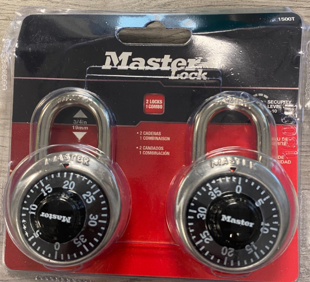 Master Lock (2) padlocks one combination new