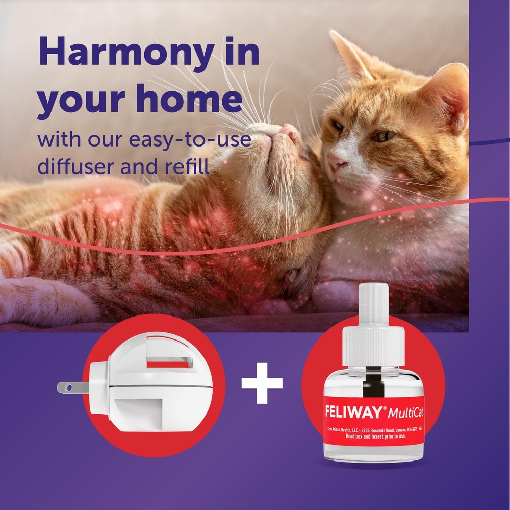 FELIWAY MultiCat Calming Pheromone Diffuser Kit: 1 Diffuser & 6 Refills