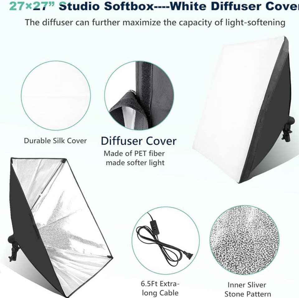 2 Torjim Softbox Photography Lighting Kit