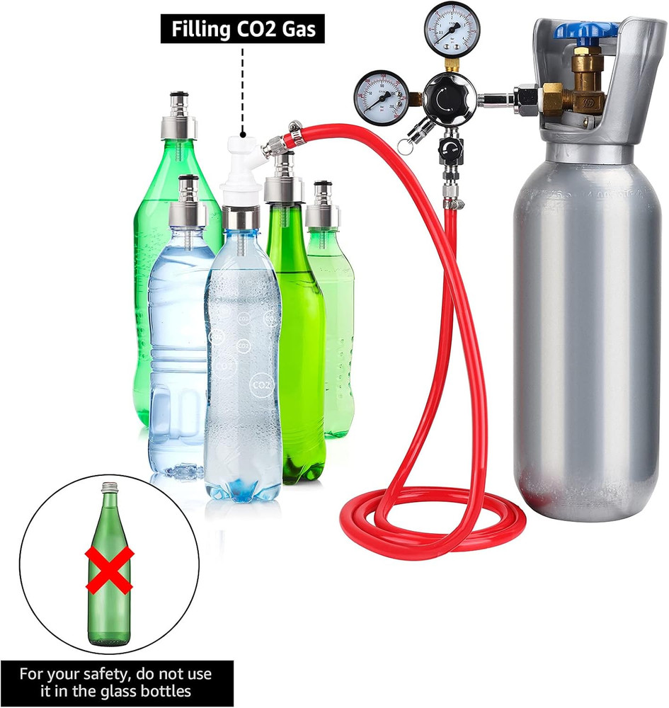 CO2 Regulator and Carbonation Cap Kit Beer Keg Regulator 60Psi Keg Regulator for