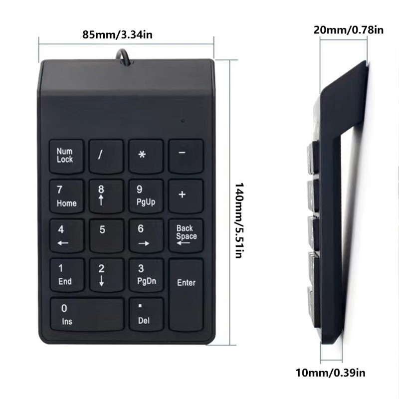 18Keys Corded Keyboard Numeric Keypad With Multimedia Shortcutting And Ergonomic
