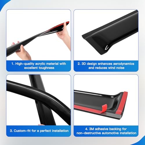4Pcs Window Vent Visors, Outside-Mount Window 2007-2013 Silverado/Sierra
