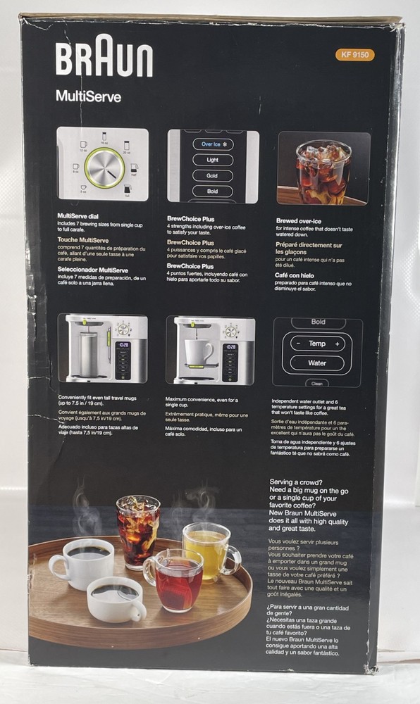Braun KF9150 MultiServe Coffee Machine 7 Programmable Brew Sizes 24 hr timer EUC