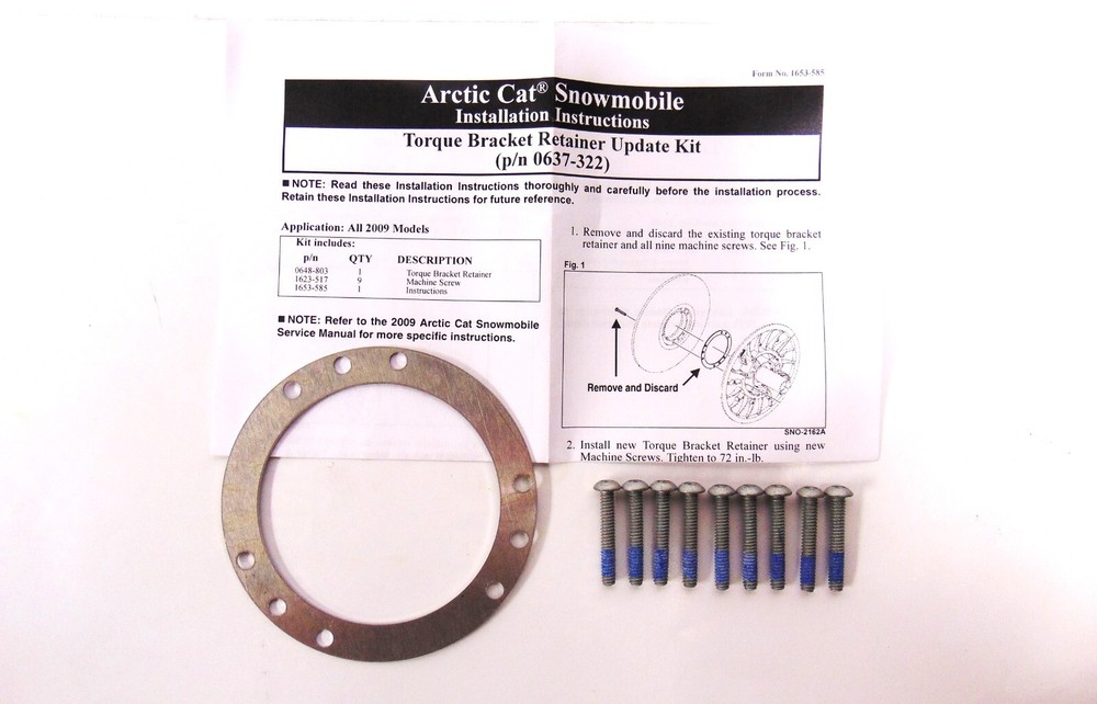 OEM Arctic Cat Snowmobile Torque Bracket Retainer Update Kit 0637-322 READ LISTI