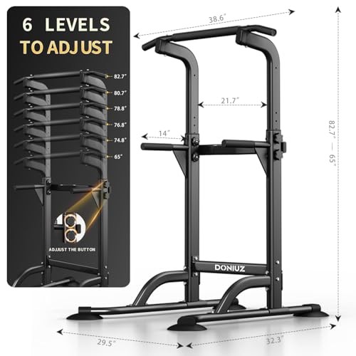 DONIUZ Power Tower Pull Up Bar and Dip Station, Multi-Function Home Gym, White