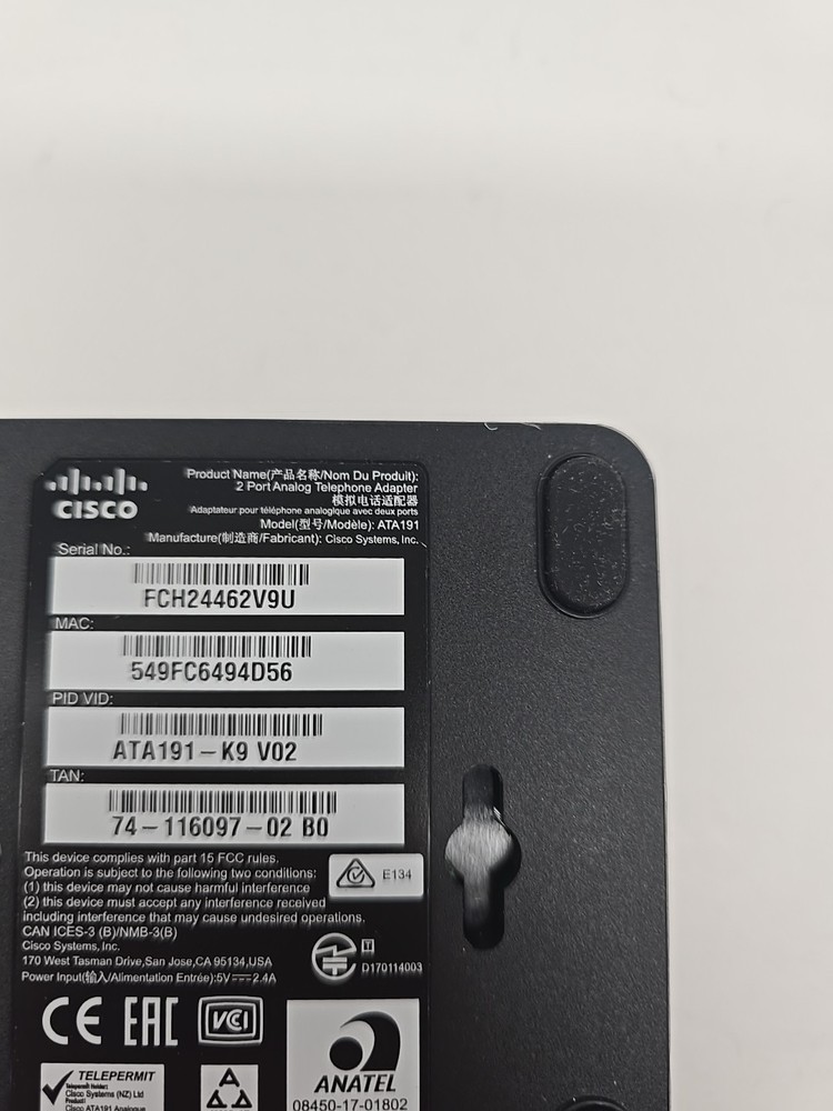 Cisco ATA191-K9 - 2-Port Analog Telephone Adapter