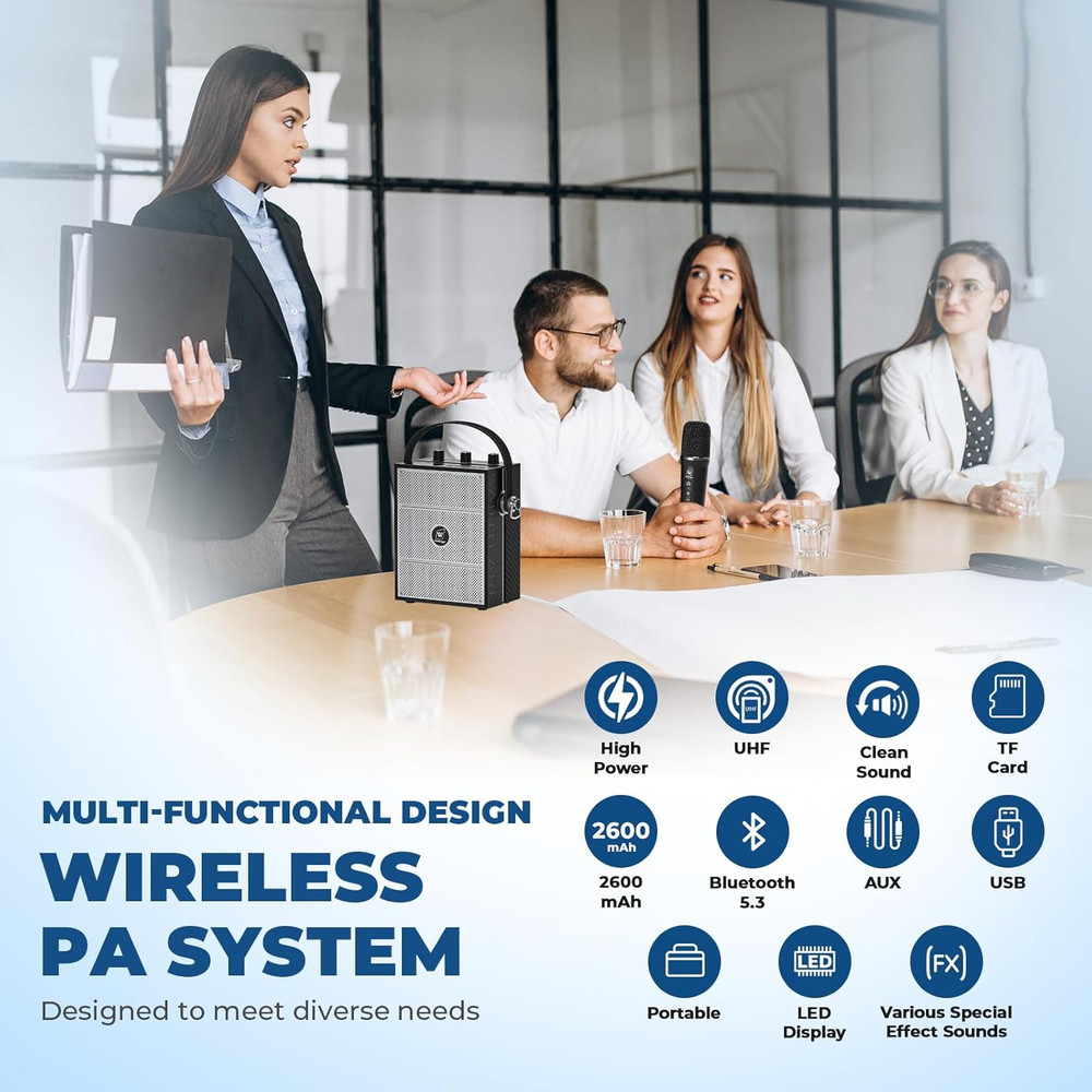 Wireless Voice Amplifier with Handheld Microphone, Portable Bluetooth Speaker Mi