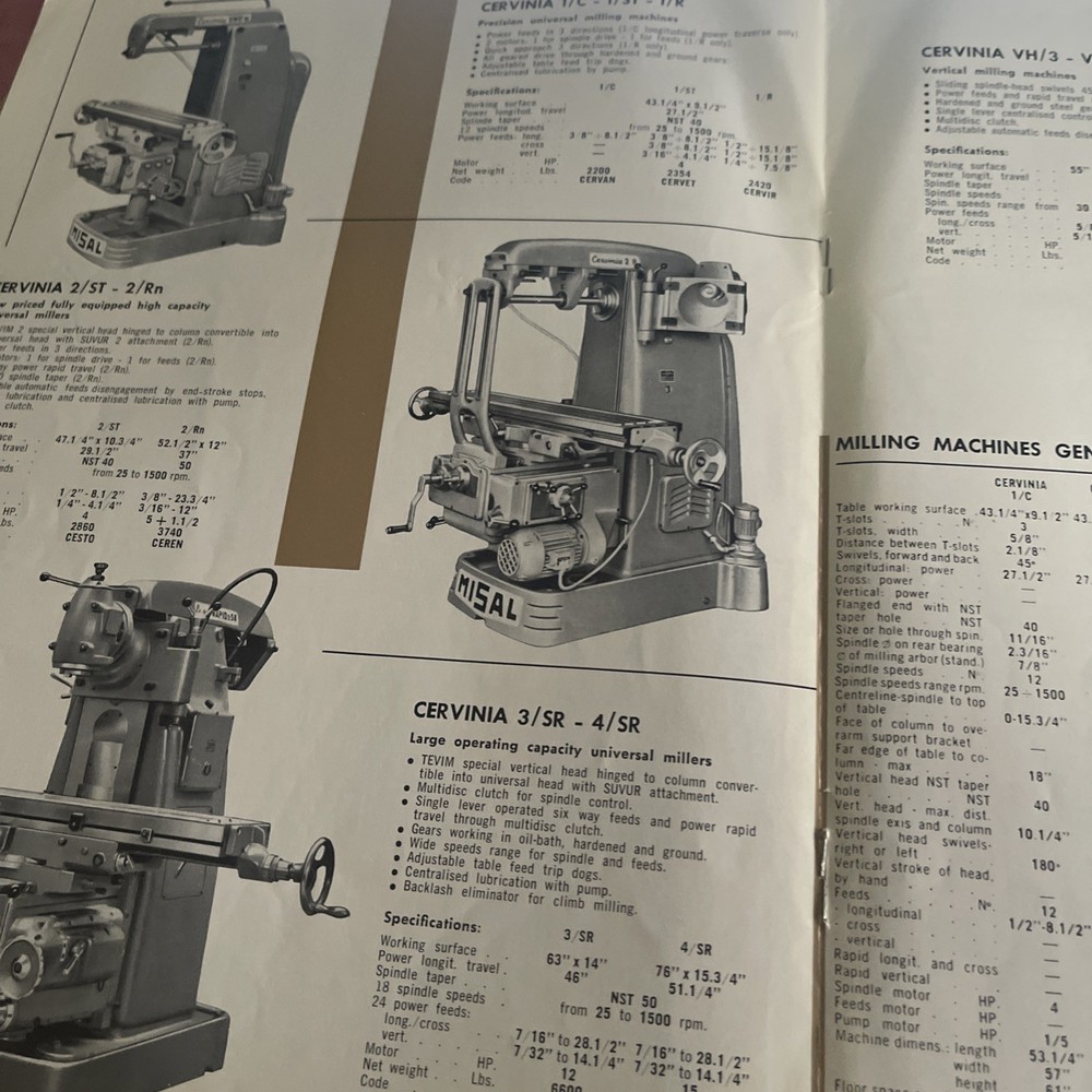 MISAL Machine Tools Btochure Manufaturing Program 1962