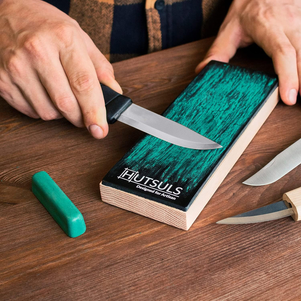 Leather Strop Block with Compound - Get Razor-Sharp Edges with Non-Slip Leather