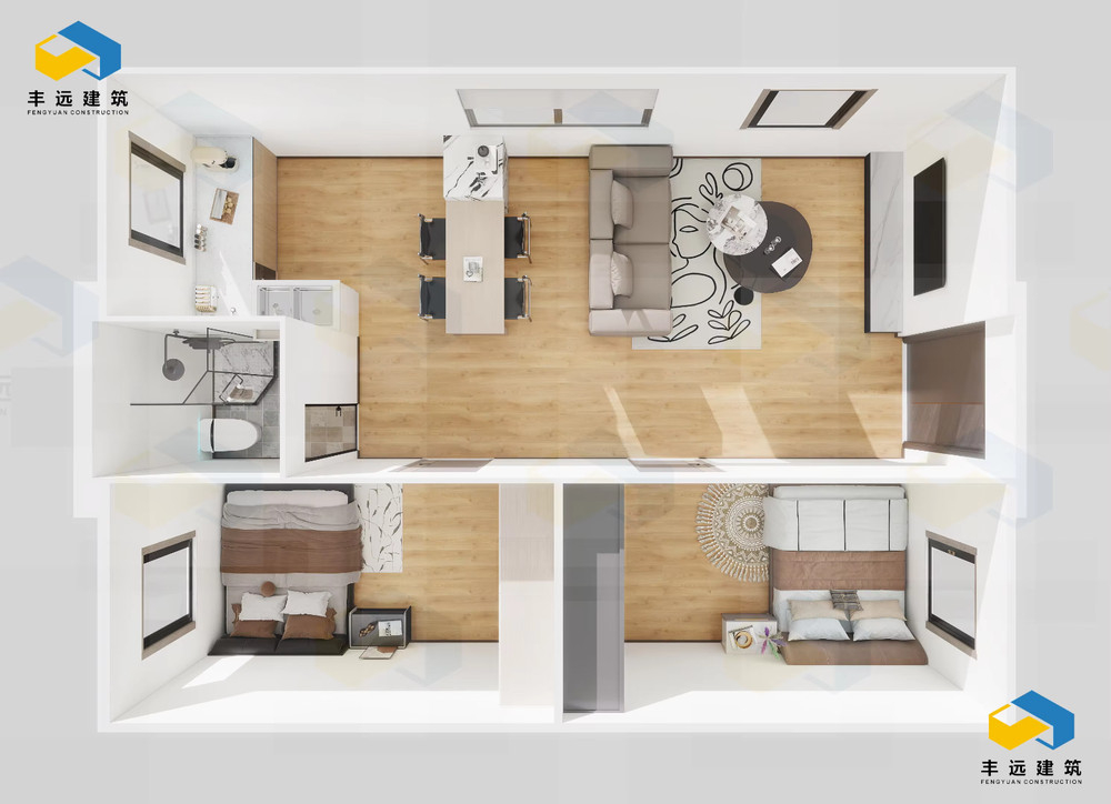 Luxury Double-Wing Container House 30ft 2bedroom 1 bath