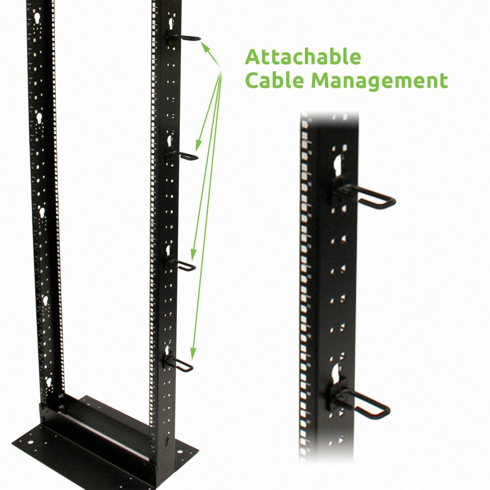 7ft Open Frame 19" 45U 2-Post Black IT Network Server Relay Rack 900lbs Capacity
