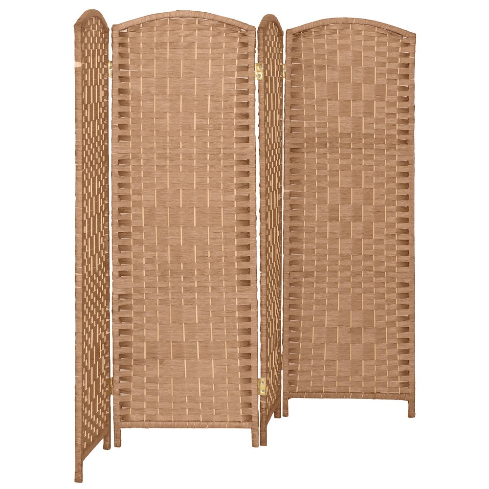 4 ft. Short Diamond Weave Fiber Folding Screen - Natural - 4 Panel