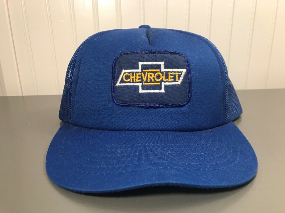 Vintage Blue Chevy Chevrolet Snap Back Trucker Hat Mesh Cap Adjustable w/Patch
