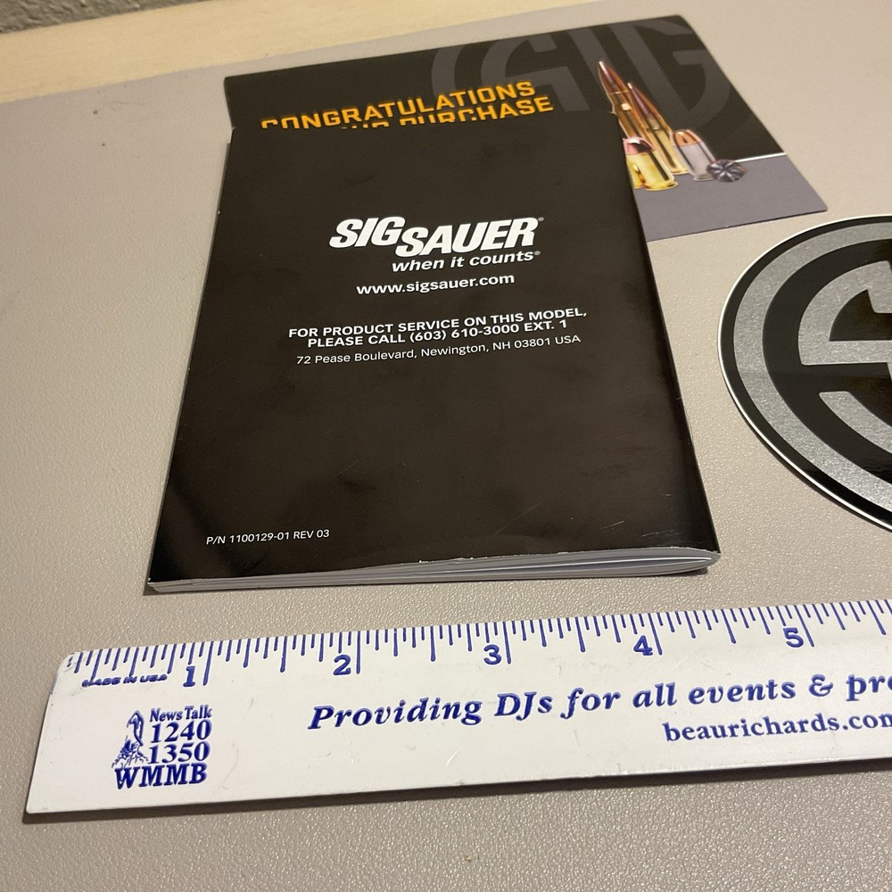 SIG SAUER OWNER'S MANUAL P290 PLUS STICKER
