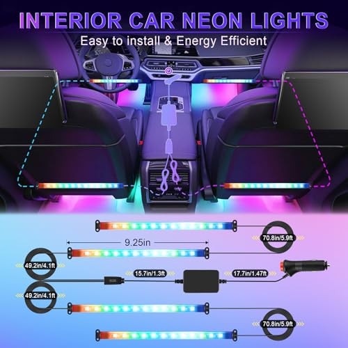 Accent Interior Car Lights, Smart Car Interior Lights with App Lighter Plug