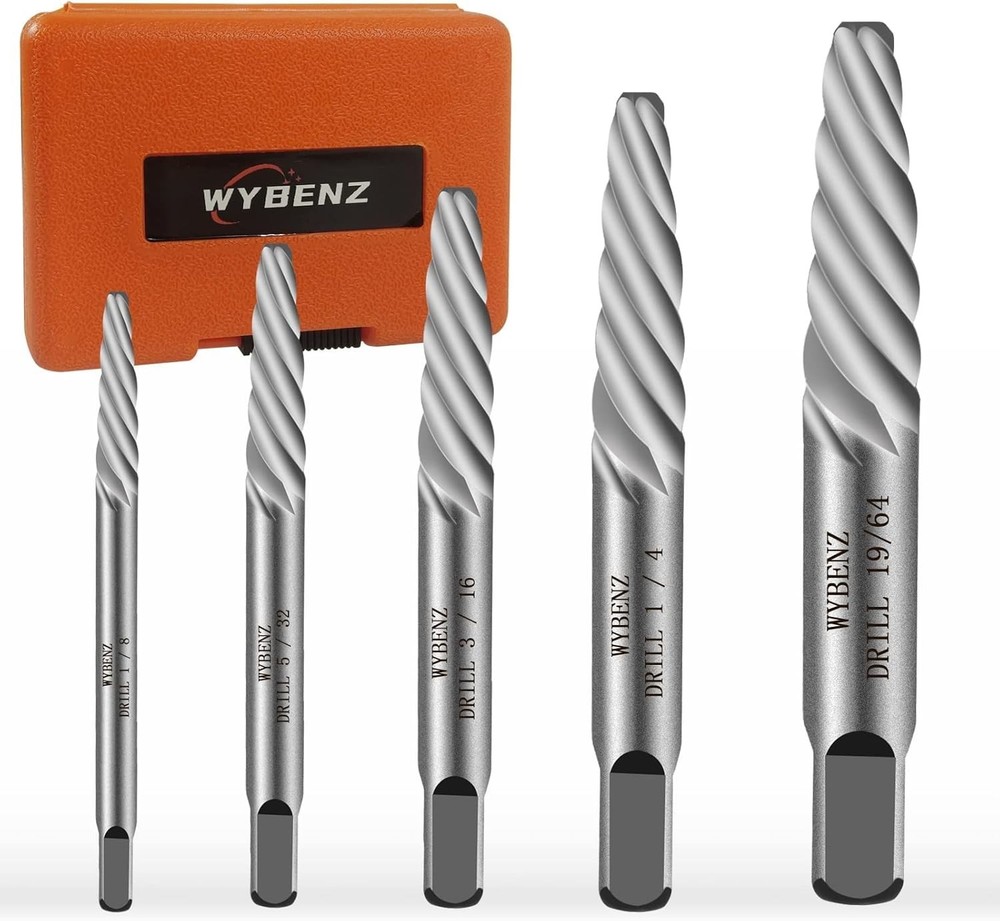 5-Piece Bolt Extractor Set - Efficiently Remove Stripped Screws & Broken Bolts
