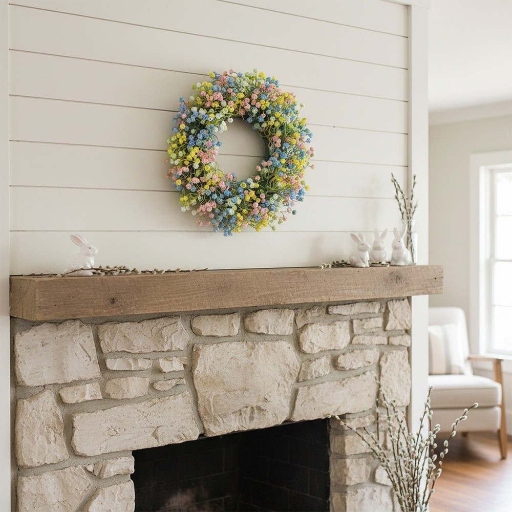 Artificial Wreath for Easter Spring Decor with Plastic Eucalyptus Leaves