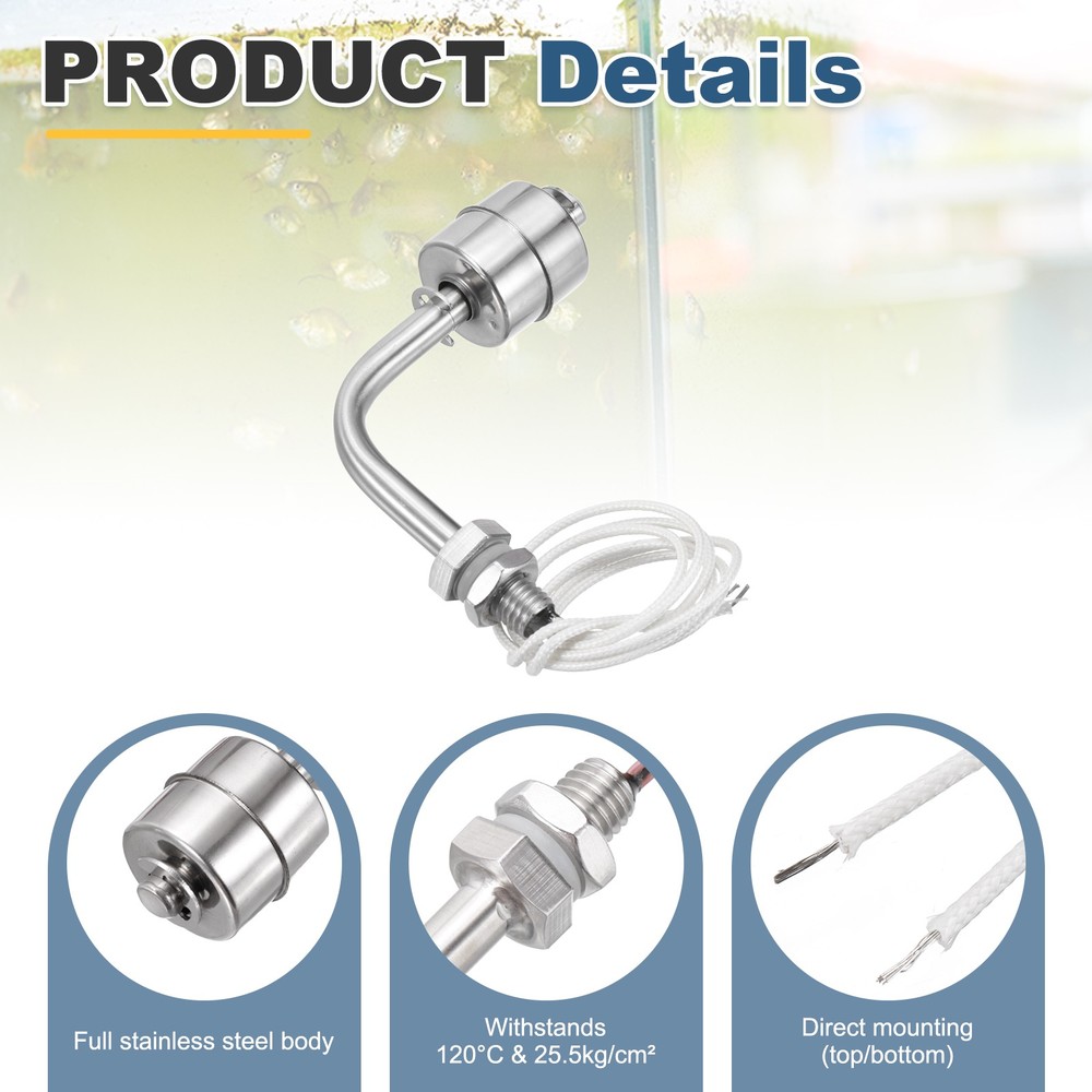 Float Switch 78mm Rod 0.5A Horizontal Single Float for Pump/Alarm 2 Pcs
