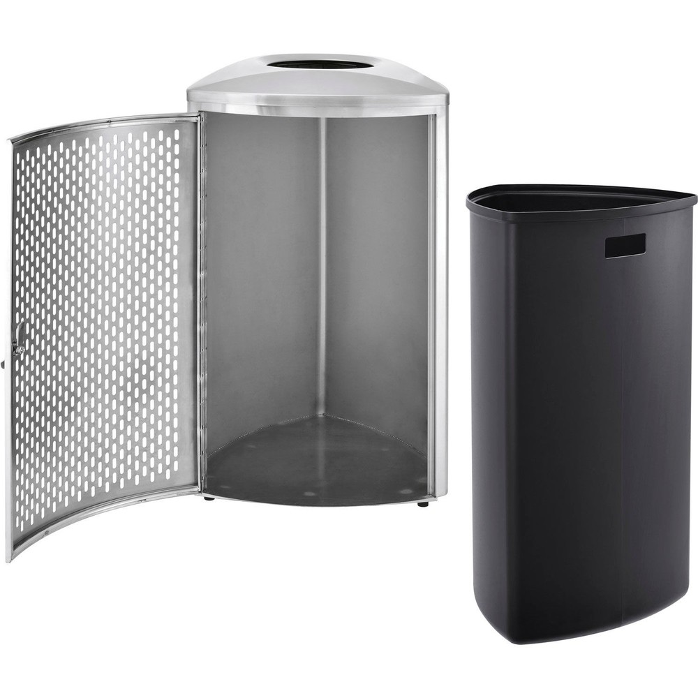 Triangular Trash Can 18-1/2 Gallon Brushed Stainless Steel
