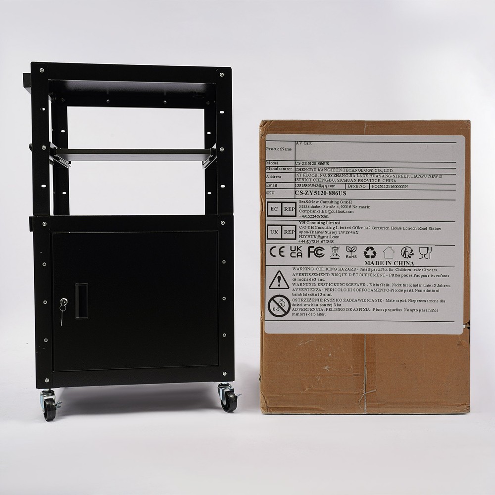 Portable Av Cart Multipurpose Rolling Small Office Laptop Table w/ Power Socket