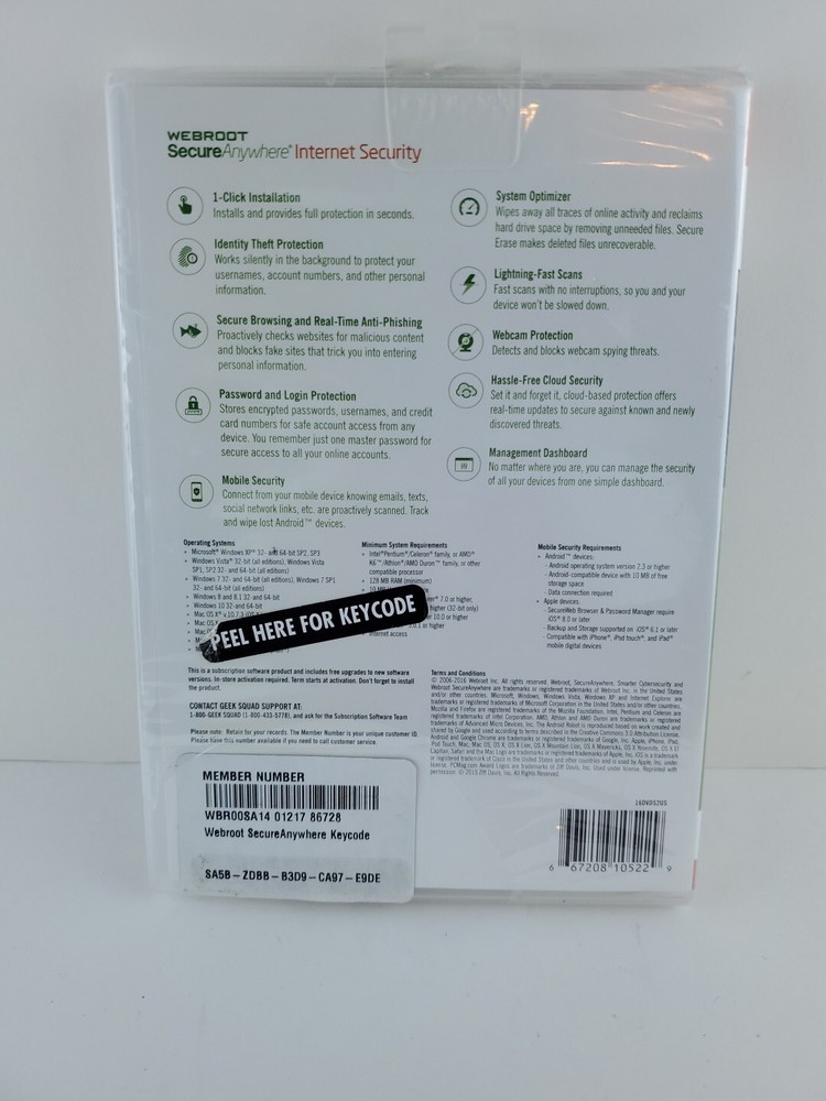 Webroot Secure Anywhere Internet Security 3 Devices for PC/MAC/Mobile NEW/SEALED
