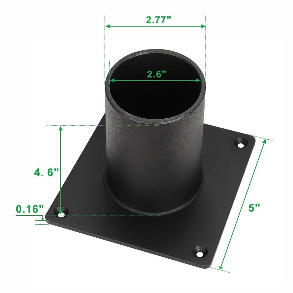 Heavy Duty Pier Mount Adapter for 3" Surface Mount Post Black Hardware Included