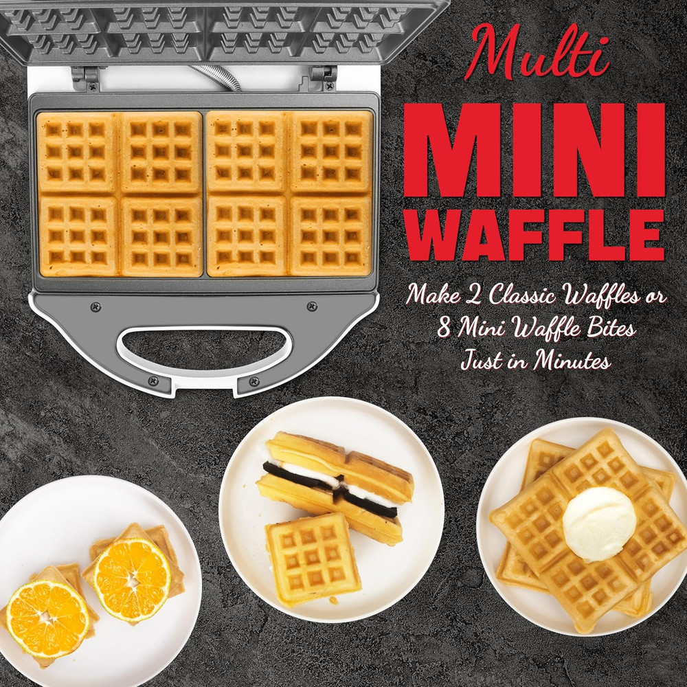 Square Waffle Maker, 2 x 4" Mini Classic Waffles Maker Machine, Waffle Iron, ...