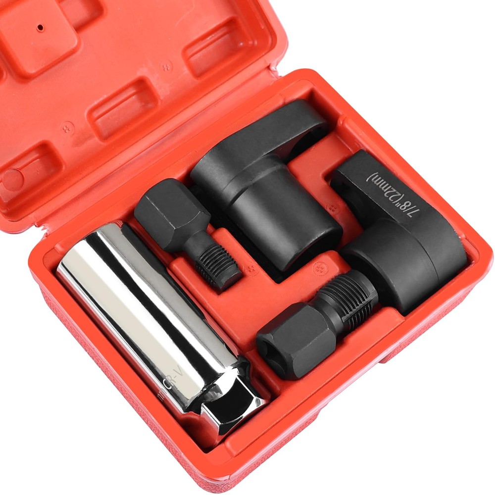 5PCS O2 Oxygen Sensor Socket Set, 3/8 in Drive, 7/8 (22mm), Premium Black