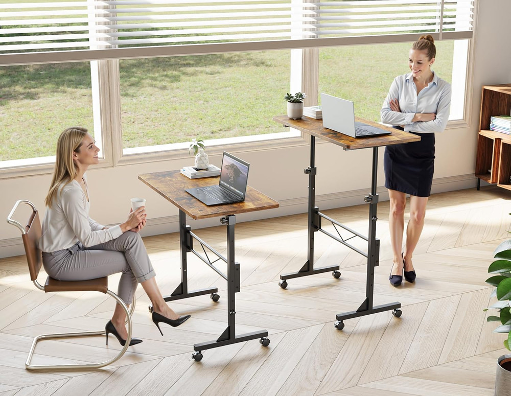 Portable 32" Adjustable Height Rolling Standing Desk for Small Spaces