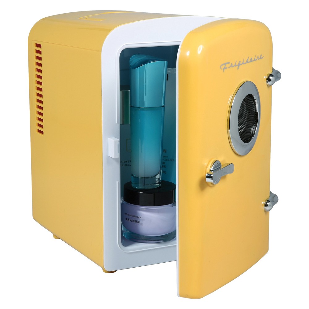 6-Can Retro Portable Beverage Refrigerator, Bluetooth Speaker