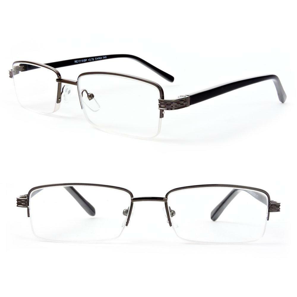 Semi-Rimless Rectangle Lenses Spring Hinges Reading Glasses