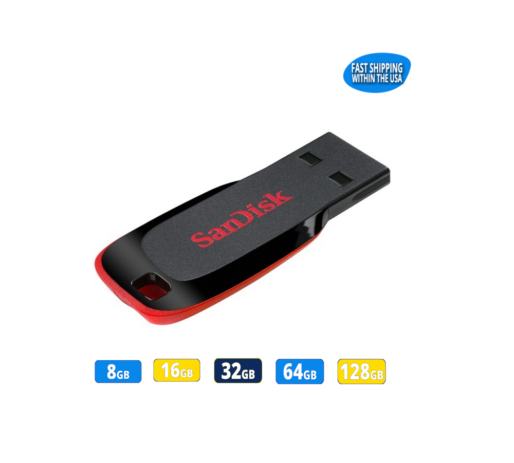 Sandisk Cruzer Blade USB Flash Drive Memory Stick for Laptops & Computers Lot