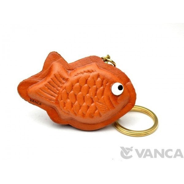 Fish Shaped Pancake Leather Keychain(L)