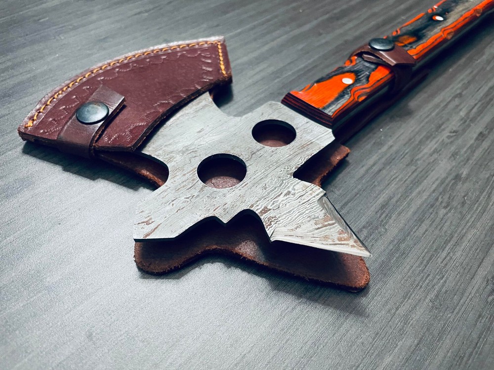 Throwing Axe with Leather Sheath Custom Viking Handle