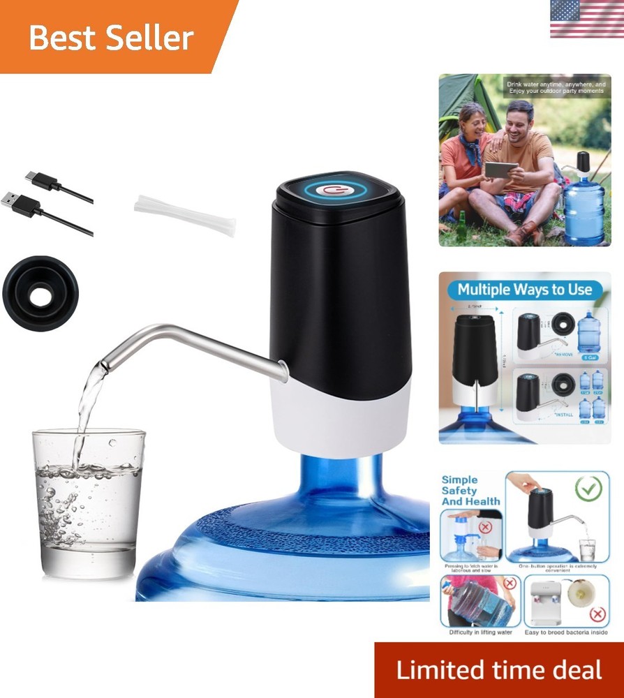 Electric 5 Gallon Water Jug Pump with Easy One-Button Operation & USB Charging