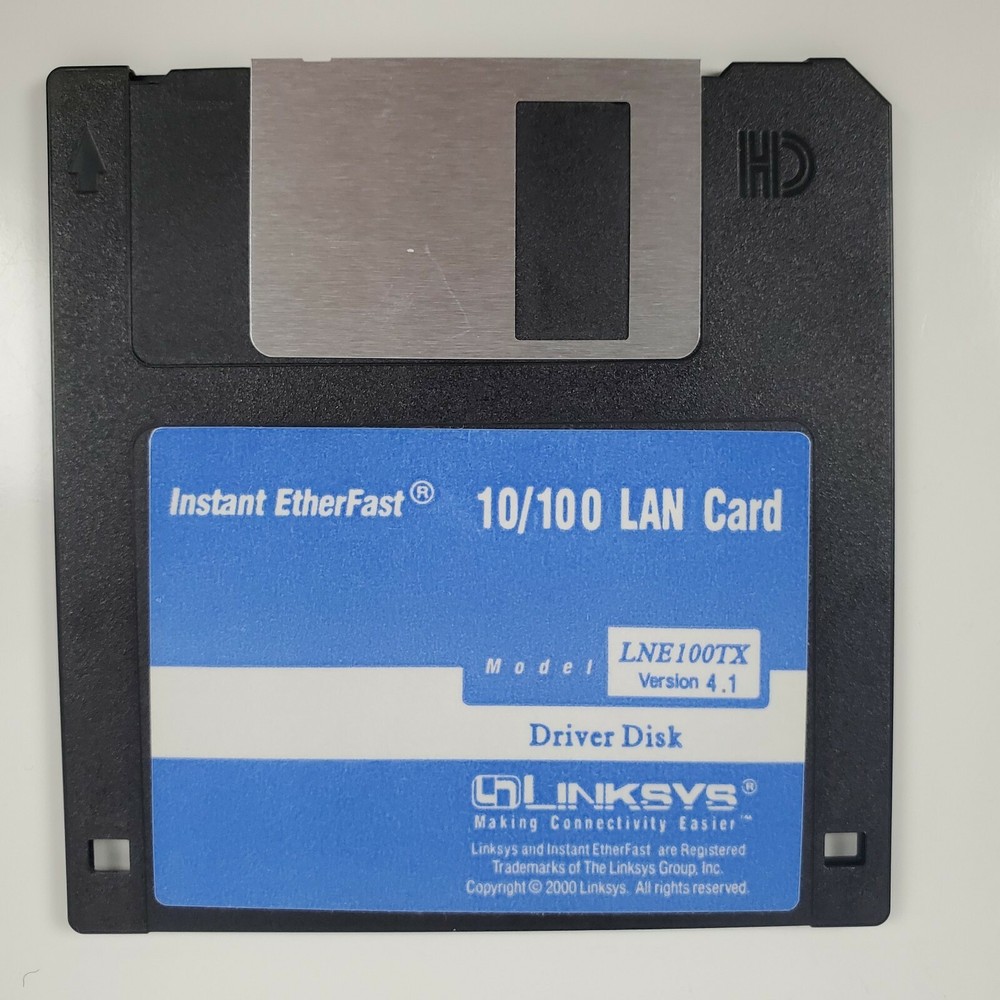 Vintage Instant EtherFast 10/100 LAN Card Linksys Driver 3.5" Disk Version 4.1