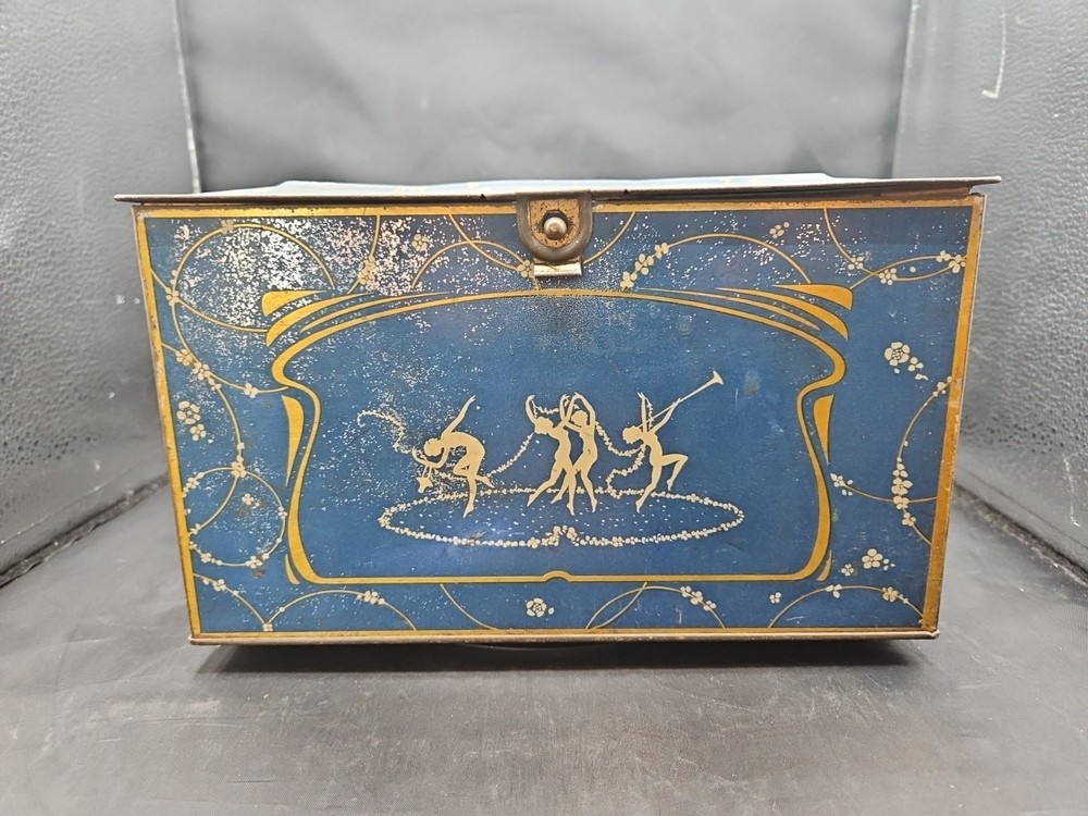 1920's Globe Soap Hinged Top Tin- Dancing Nymphs