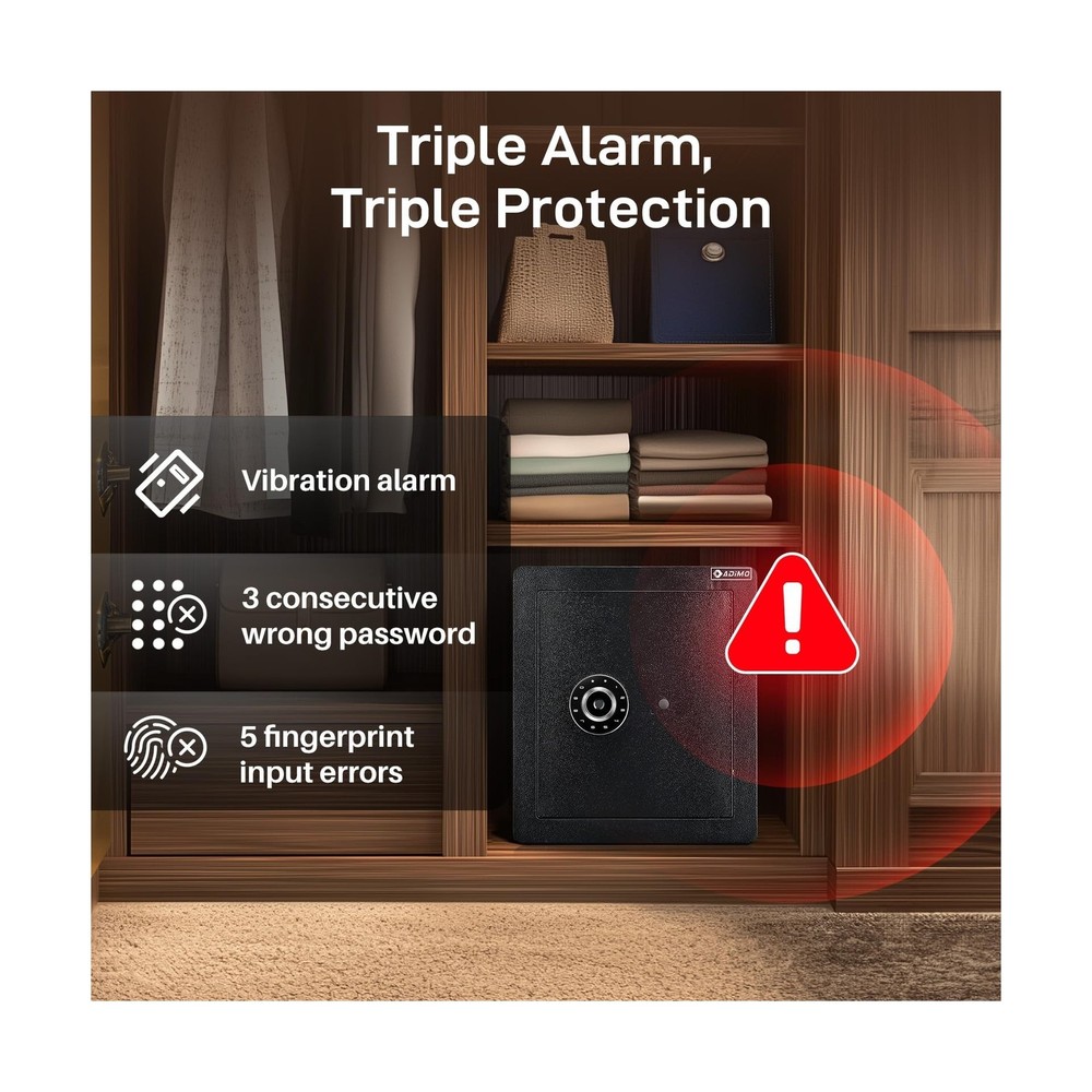 ADIMO Biometric Safe Box, Fireproof 1.6 CuFt Fingerprint Safe w/Touchscreen, ...