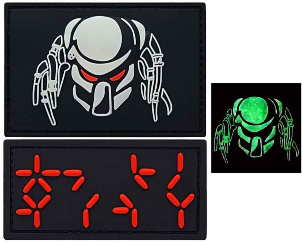 Predator Autodestruction Display Alien Glow Dark PVC RUBBER PATCH | 2PC HOOK 3"