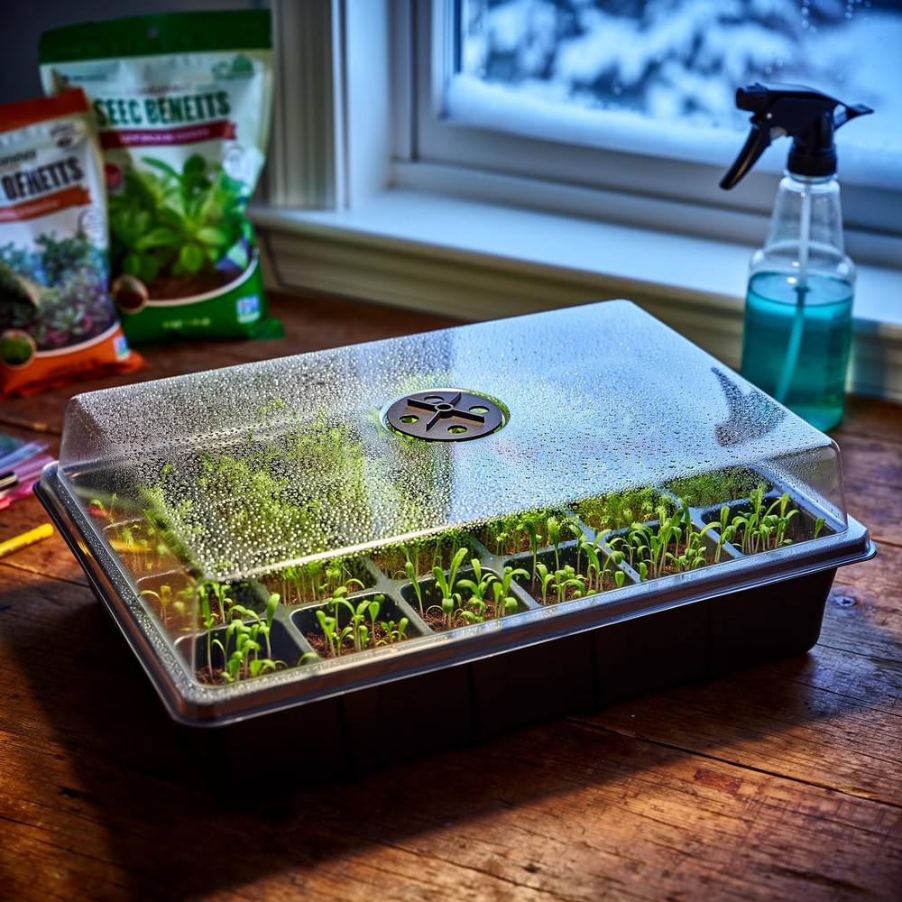 24XL Cell Seed Starter Tray with Dome-5 Pack 2'' Plug Seedling Trays(total 12...