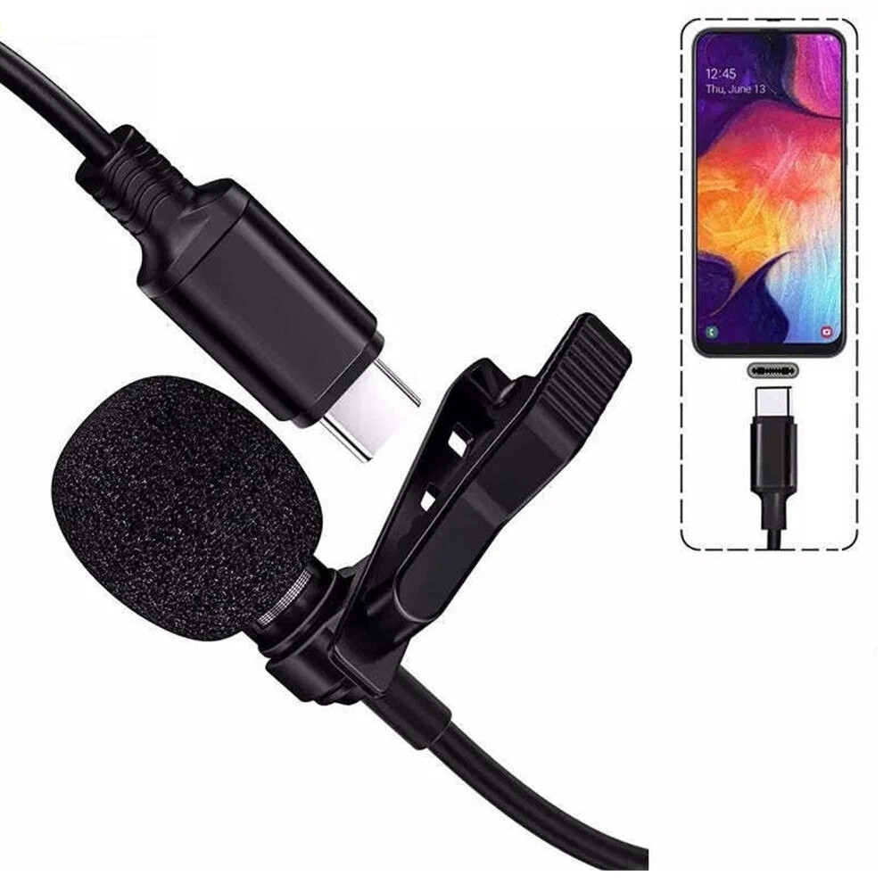 Type C Lavalier Lapel Microphone Mic For iPhone Android&Windows Smartphone
