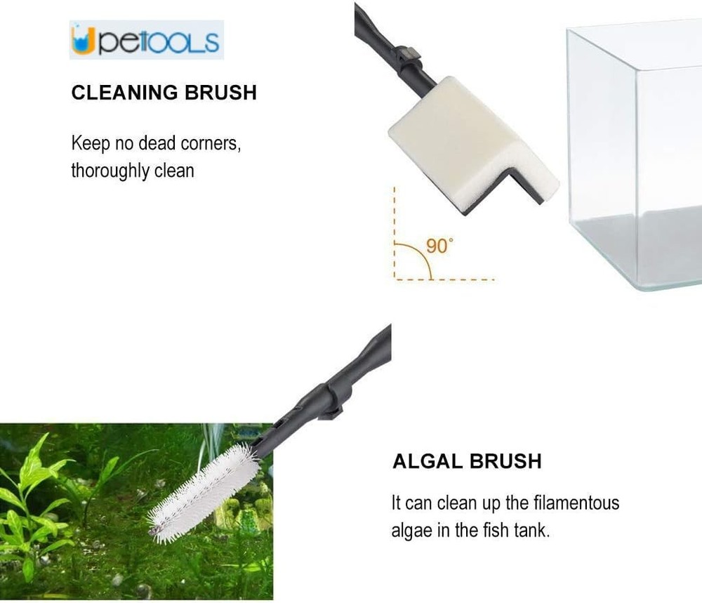 6-in-1 Fish Tank Cleaning Kit - Algae Scraper, Brush, Long Handle Tool