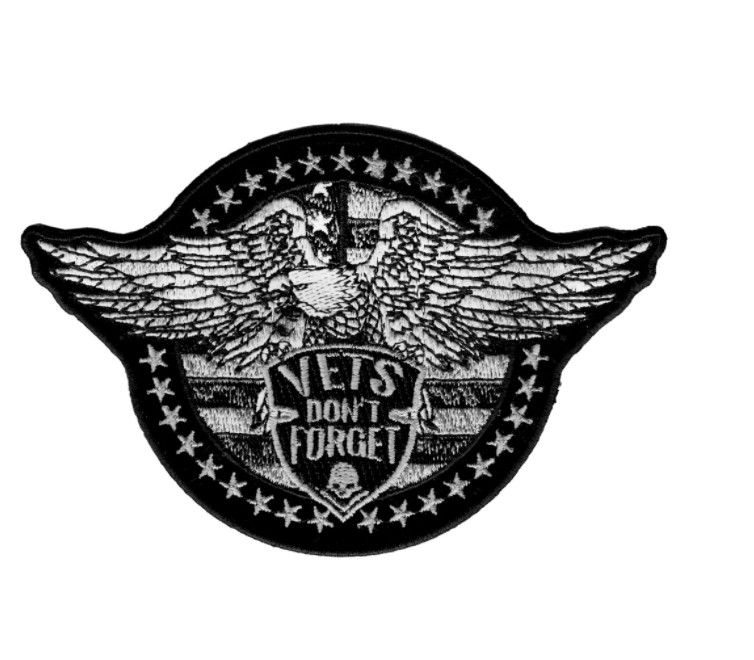 5" VETS DON'T FORGET EAGLE BIKER MOTORCYCLE EMBROIDERED PATCH