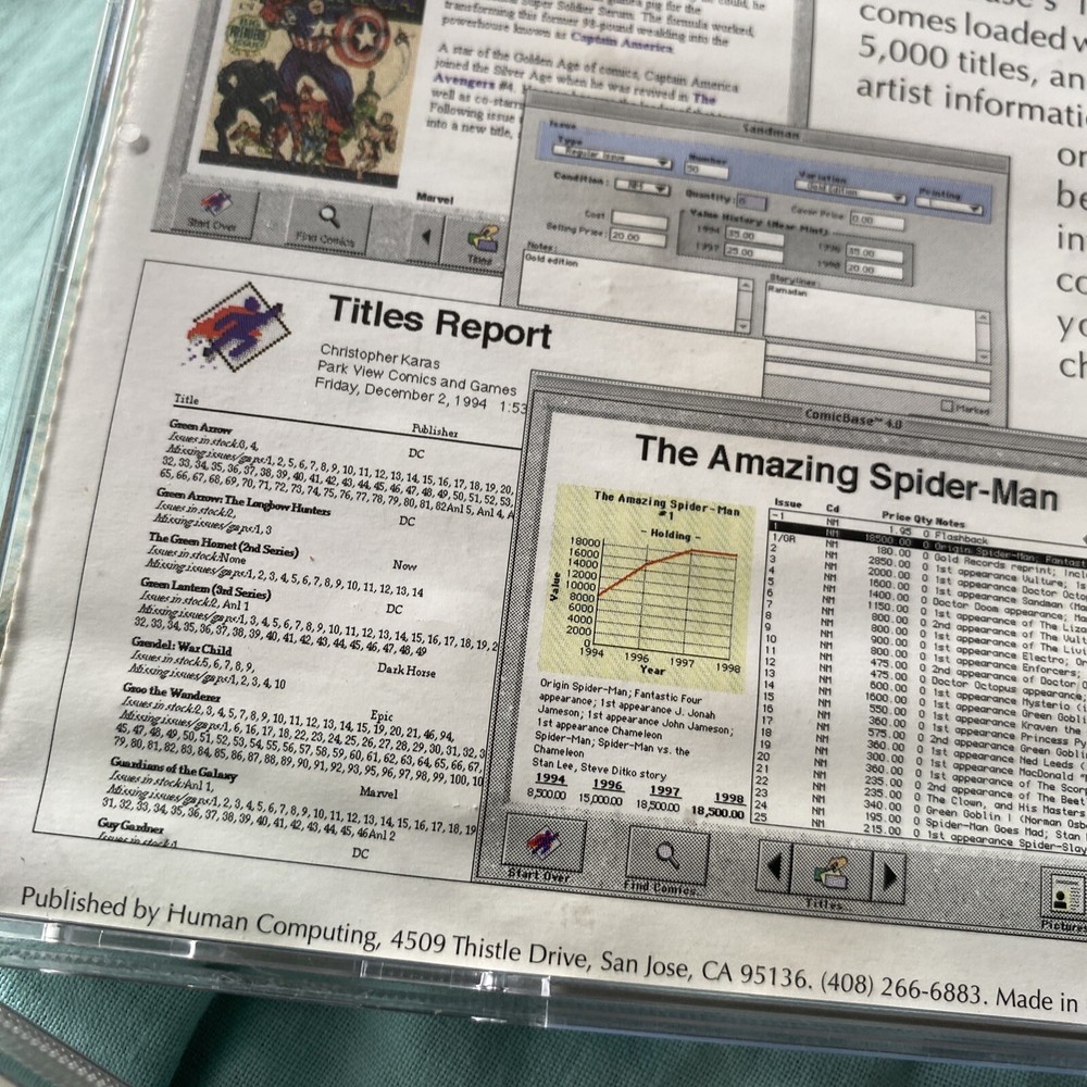 Super Rare 1999 COMICBASE 4 Computer Software Win 98 Mac Pc Software Good