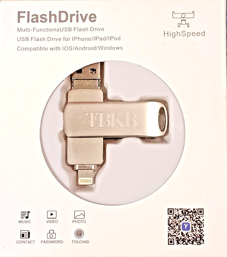 TBKB Flash Drive - 128GB USB Flash Dual  Drive for iPhone/iPad - SILVER