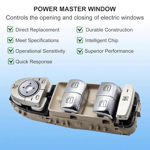 Master Power Window Switch Front Left Driver Side Fit for Mercedes-Benz Cream