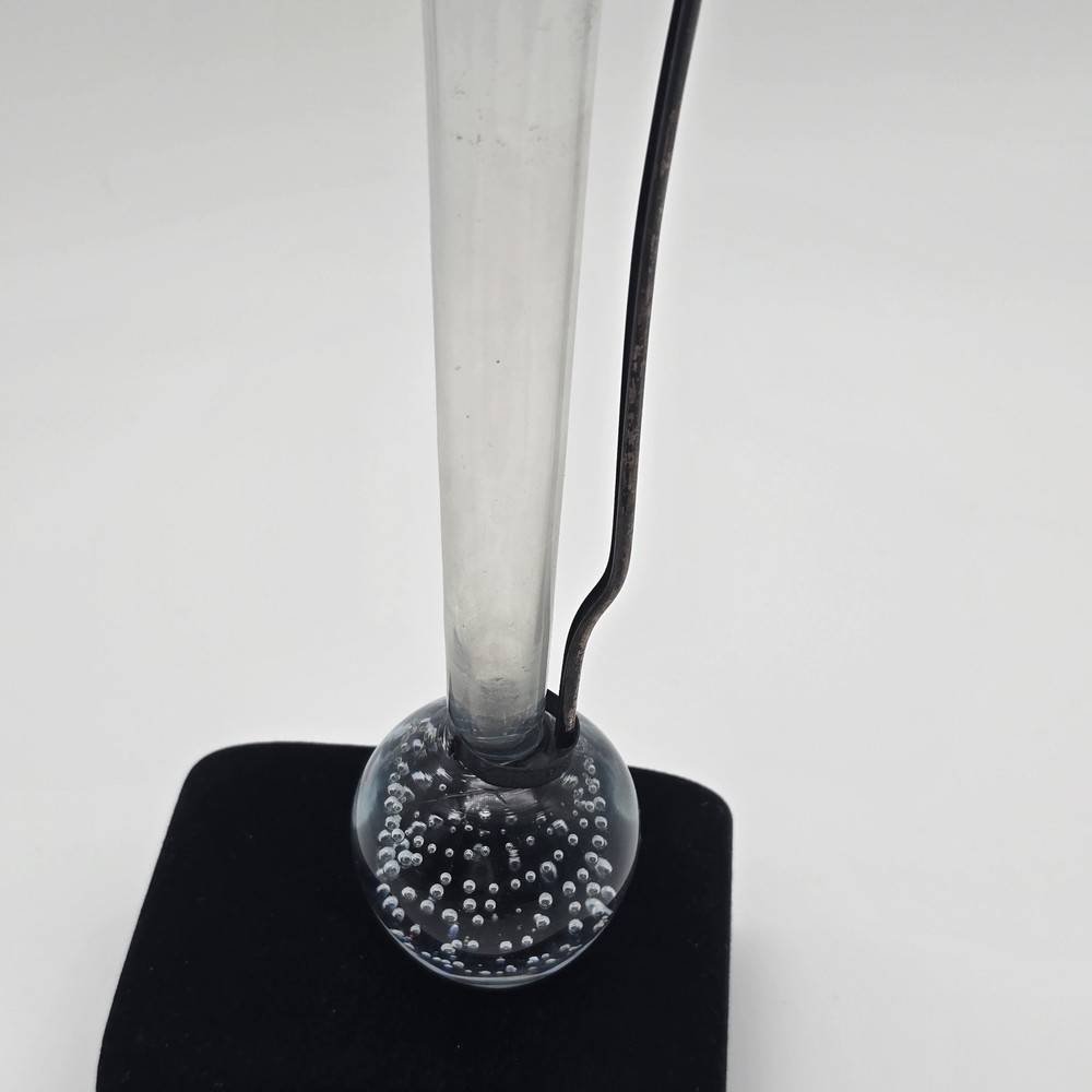 Sterling Silver Handle Bubble Glass Bud Vase 9.5"